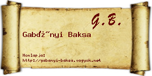 Gabányi Baksa névjegykártya